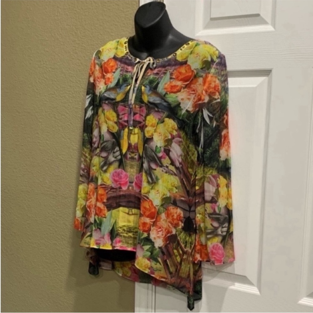 Vintage Floral Multicolor Women's Top size S - Picture 2 of 3